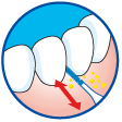 ワイヤー未使用のラバーブラシが、歯間の食べカス・歯垢を清掃しながら、歯ぐきをやさしくマッサージします